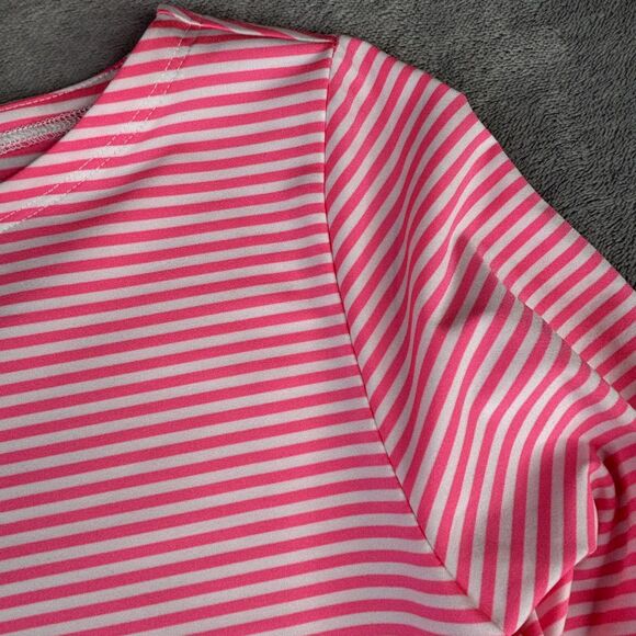 Vineyard Vines Shirt Womens Small Pink White Stripe Sankaty 3/4 Sleeve Nautical - Picture 3 of 10